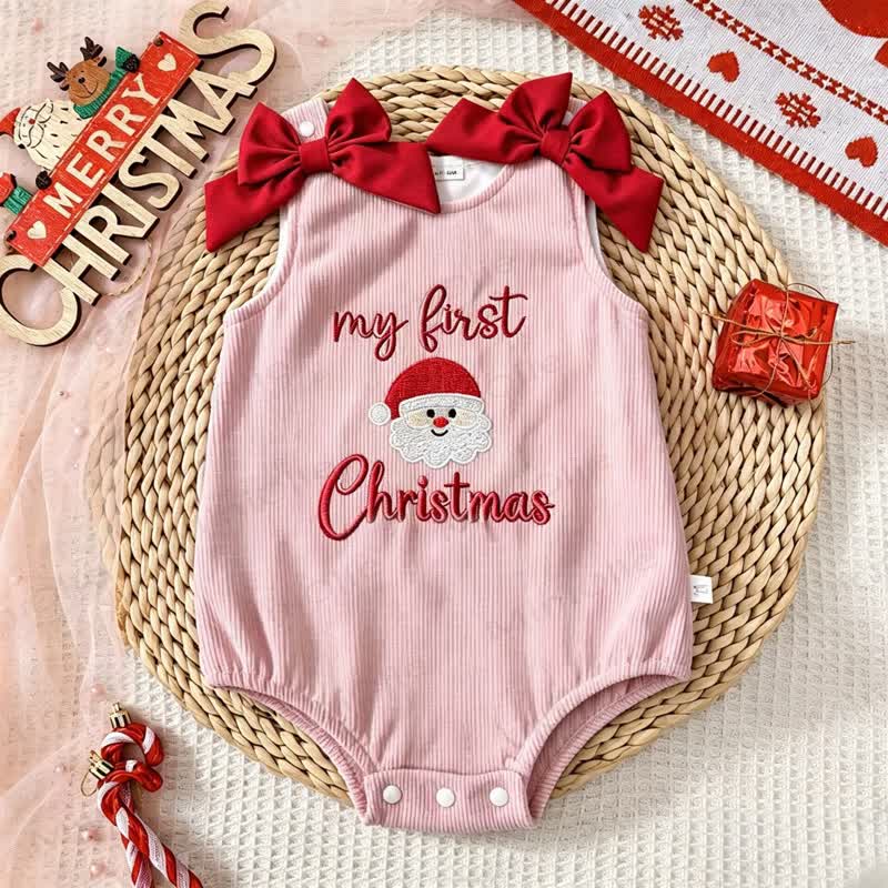 MY FIRST CHRISTMAS Baby Bow Ribbed Bodysuit - Pink - 12-18M - image 8