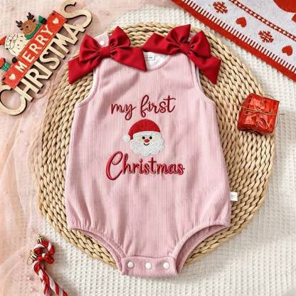 MY FIRST CHRISTMAS Baby Bow Ribbed Bodysuit - Pink - 12-18M - image 8