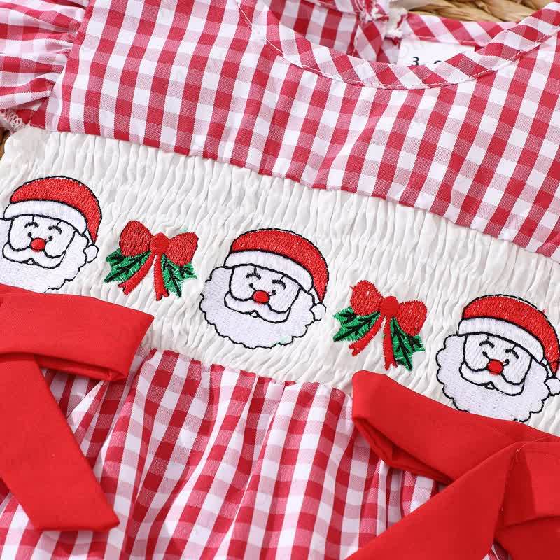 Baby Red Christmas Gingham Smocked Bodysuit - image 4