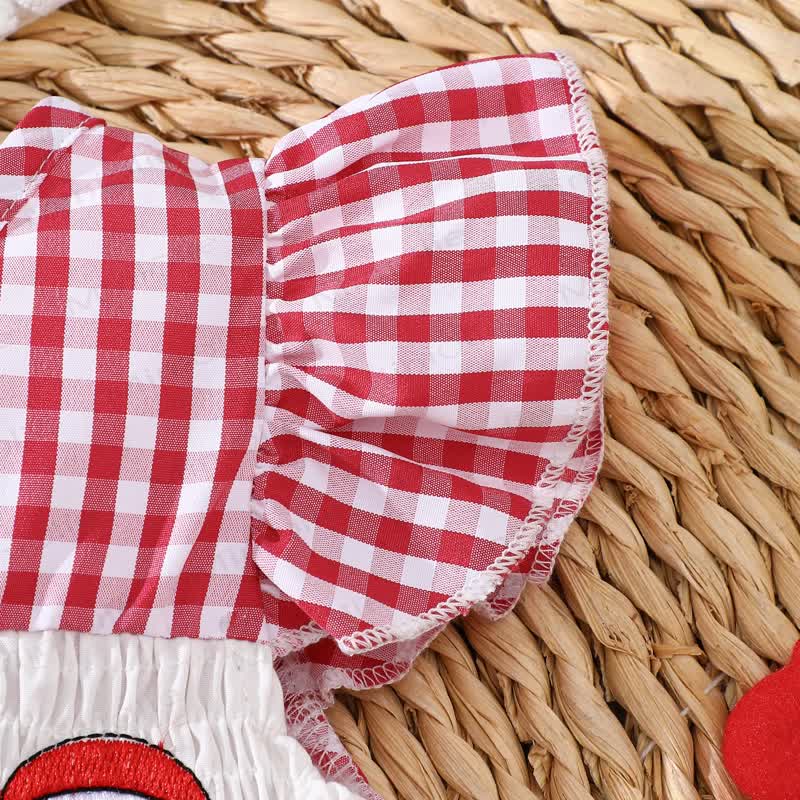 Baby Red Christmas Gingham Smocked Bodysuit - image 5