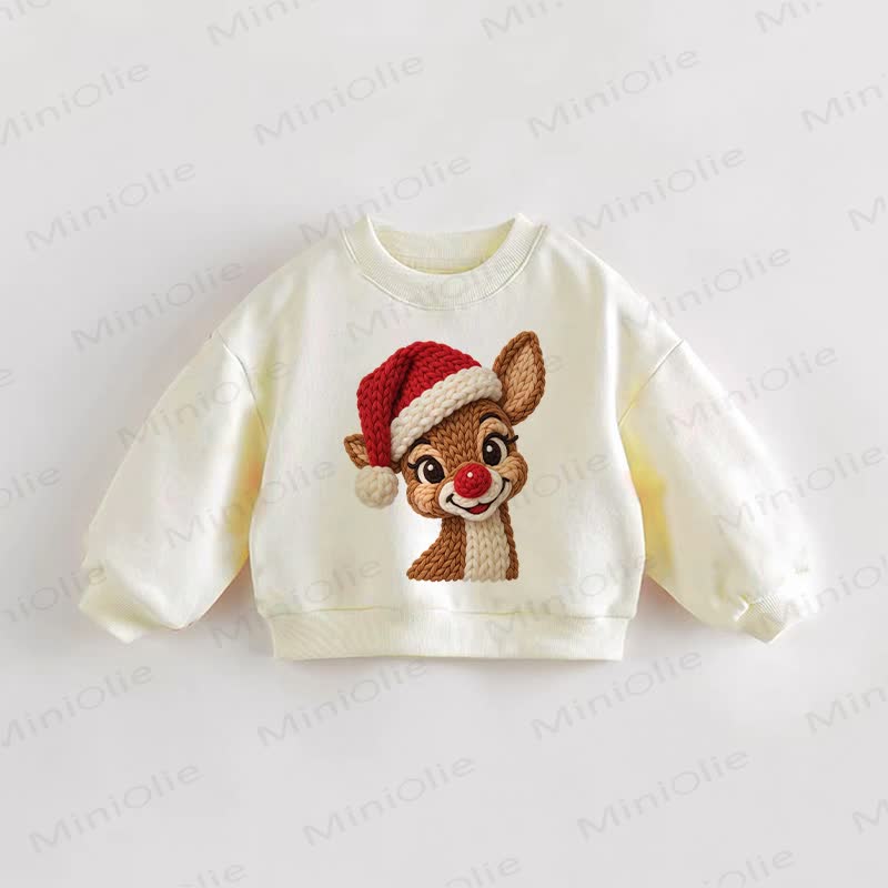 Baby Toddler Reindeer Cream Sweatshirt - Cream - 3-5T - image 1