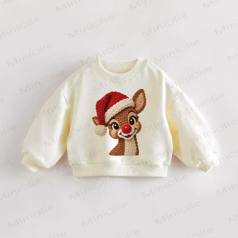 Baby Toddler Reindeer Cream Sweatshirt - Cream - 3-5T - image 1