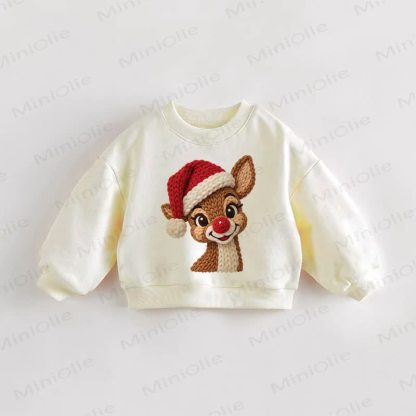 Baby Toddler Reindeer Cream Sweatshirt - Cream - 3-5T - image 1