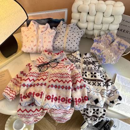 Toddler Cozy Nordic Print Fleece Jacket and Pants 2-piece Set - image 1