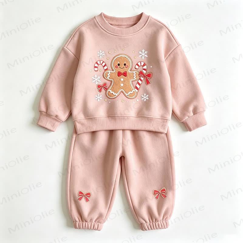 Toddler Gingerbread Man Sweatshirt and Jogger 2-piece Set - Pink - 8-10T - image 2