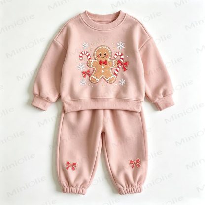 Toddler Gingerbread Man Sweatshirt and Jogger 2-piece Set - Pink - 8-10T - image 2