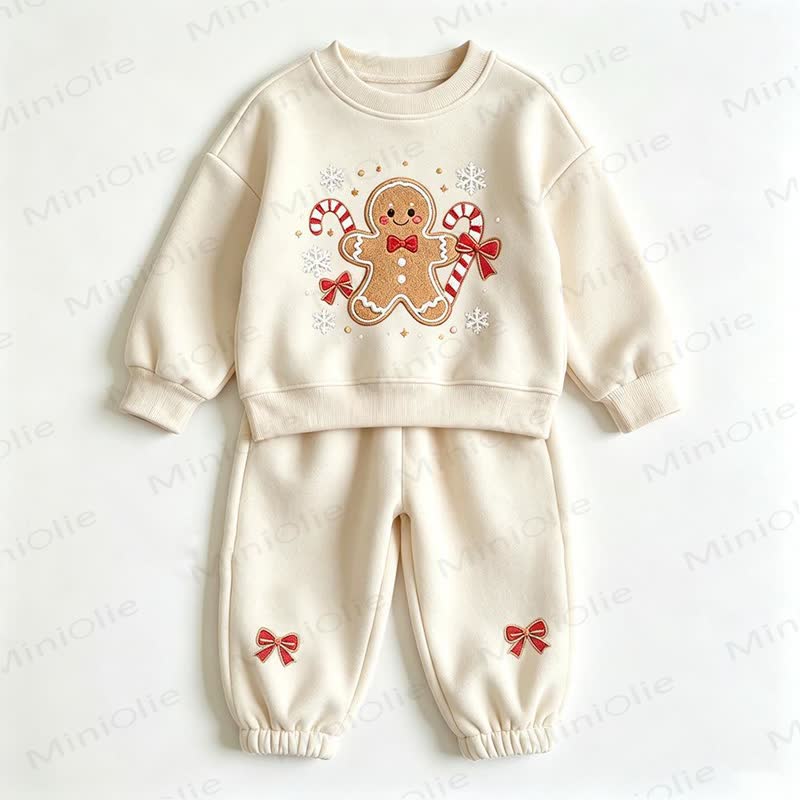 Toddler Gingerbread Man Sweatshirt and Jogger 2-piece Set - Beige - 8-10T - image 3