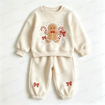 Toddler Gingerbread Man Sweatshirt and Jogger 2-piece Set - Beige - 8-10T - image 3