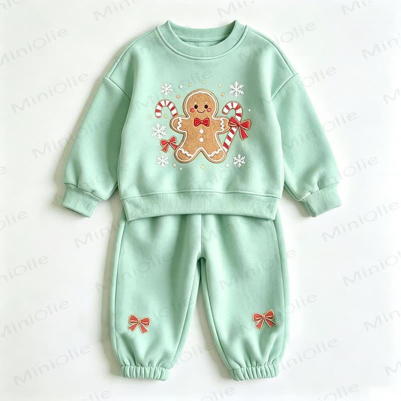 Toddler Gingerbread Man Sweatshirt and Jogger 2-piece Set - Green - 8-10T - image 6