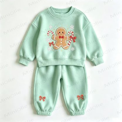 Toddler Gingerbread Man Sweatshirt and Jogger 2-piece Set - Green - 8-10T - image 6