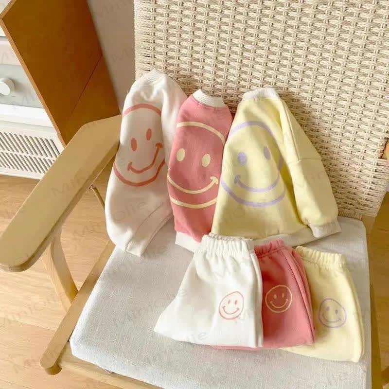HI Toddler Happy Face Print Sweatshirt and Jogger 2-piece Set - image 1