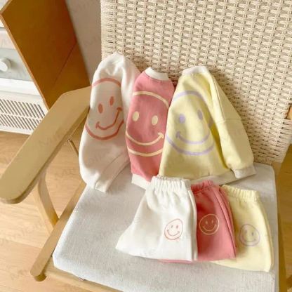 HI Toddler Happy Face Print Sweatshirt and Jogger 2-piece Set - image 1