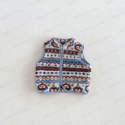 Baby Toddler Boy Pattern Fleece Outerwear or Vest - Blue Vest - 6-7T - image 4