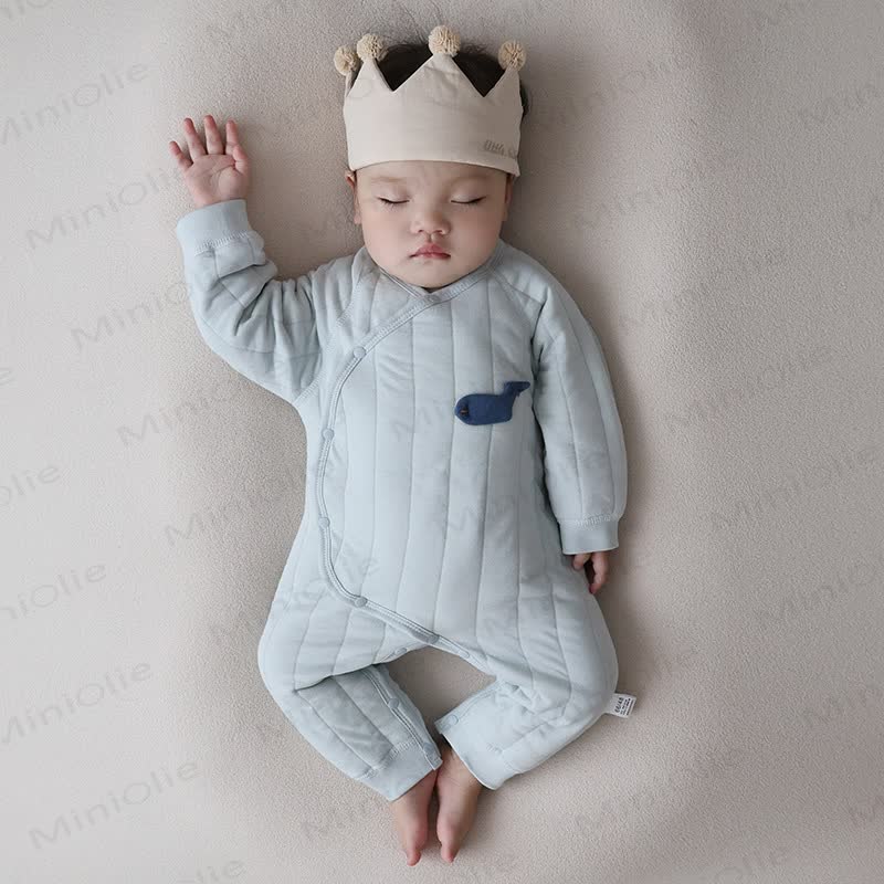 Baby Quilted Wrap Front Romper - Blue - 18-24M - image 6