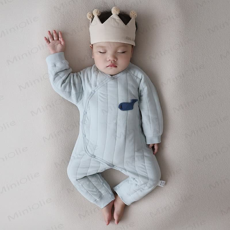 Baby Quilted Wrap Front Romper - Blue - 18-24M - image 6