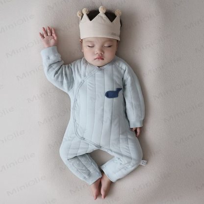 Baby Quilted Wrap Front Romper - Blue - 18-24M - image 6