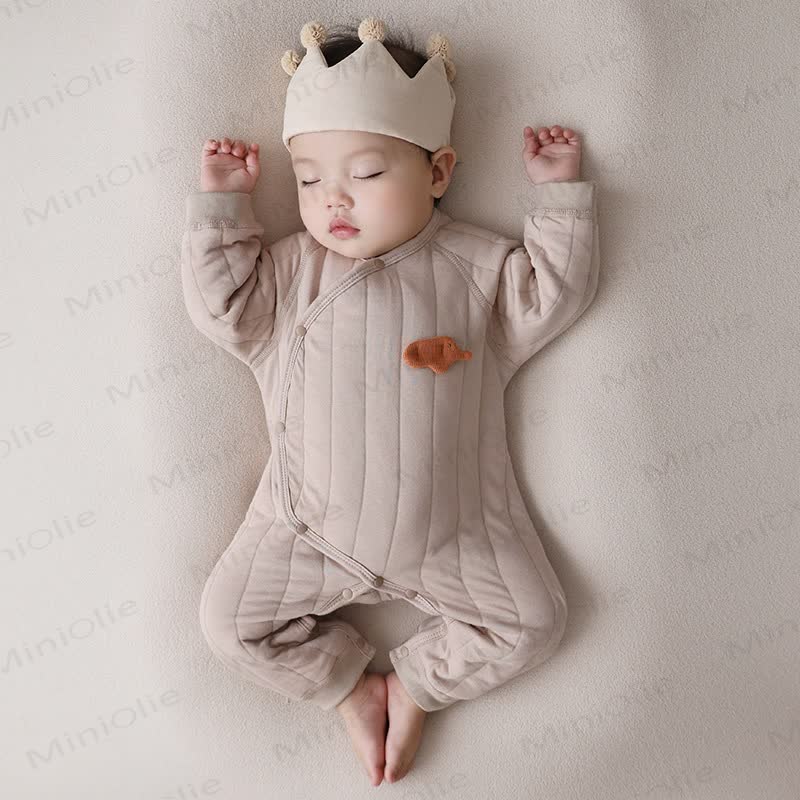 Baby Quilted Wrap Front Romper - Beige - 18-24M - image 1