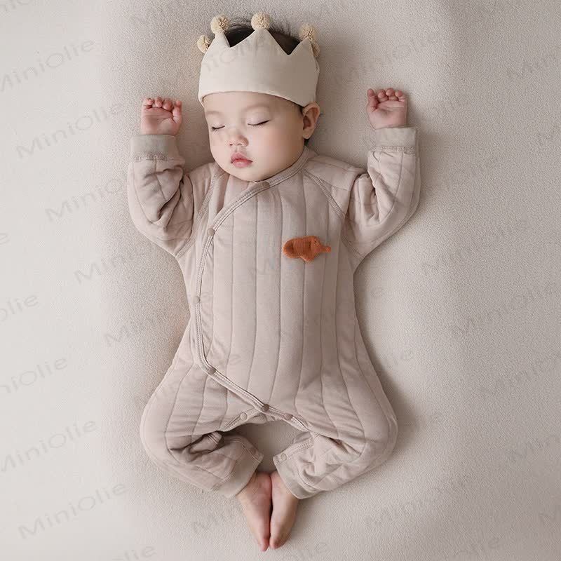 Baby Quilted Wrap Front Romper - Beige - 18-24M - image 1
