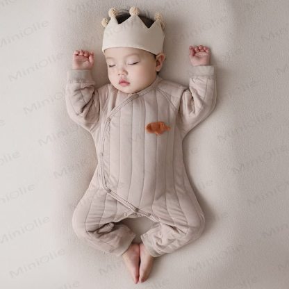 Baby Quilted Wrap Front Romper - Beige - 18-24M - image 1