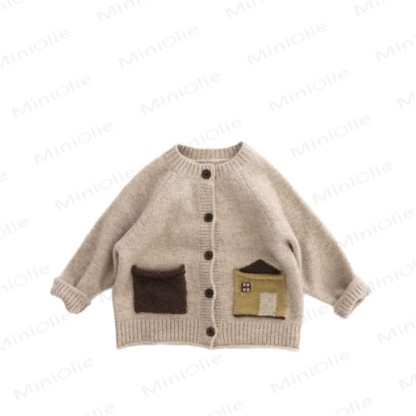 Toddler House Pocket Cardigan Sweater - Beige - 6-7T - image 1