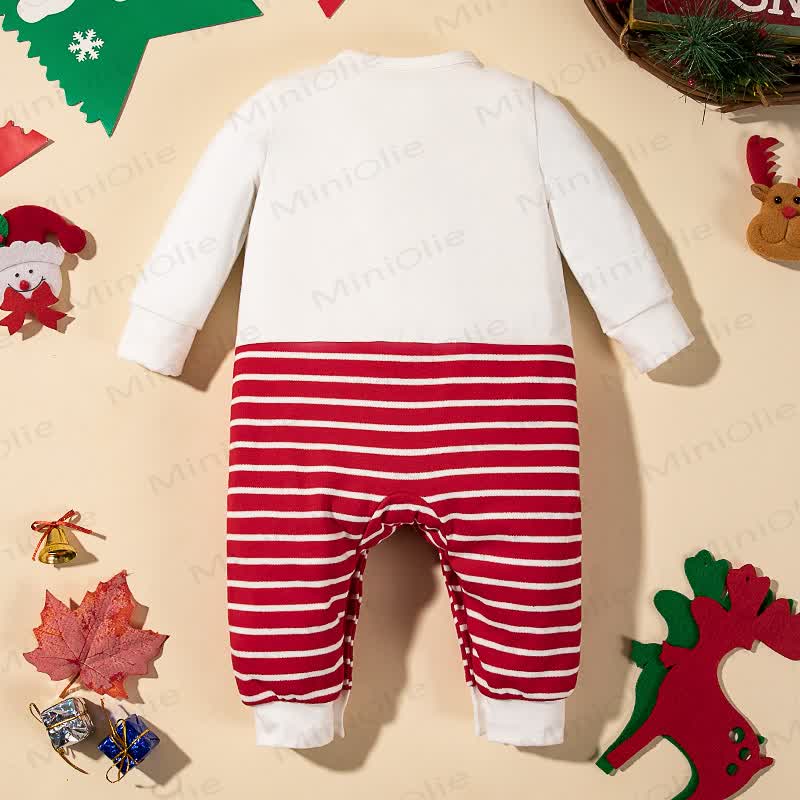 Baby Christmas Reindeer Stripe Long Sleeve Romper - image 4