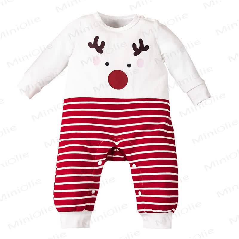 Baby Christmas Reindeer Stripe Long Sleeve Romper - image 3