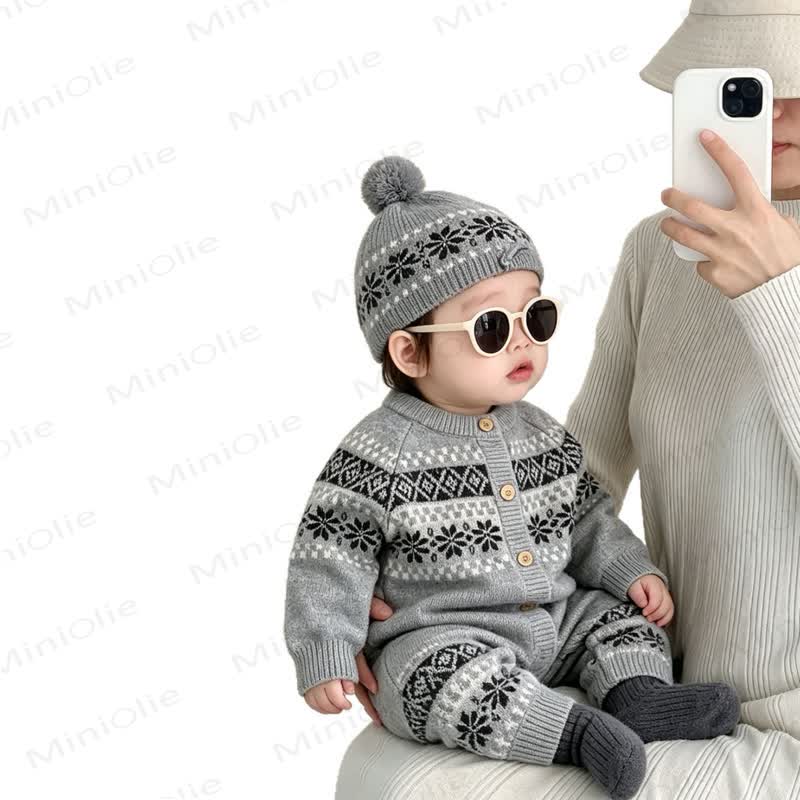 Baby Button Front Striped Romper With Hat - image 4