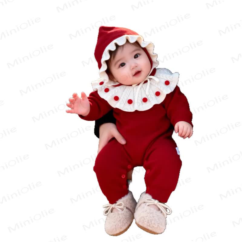 Baby Ruffle Collar Onesie With Hat - image 2