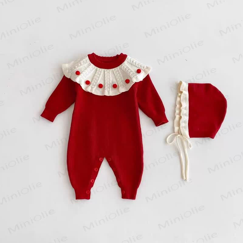 Baby Ruffle Collar Onesie With Hat - image 3