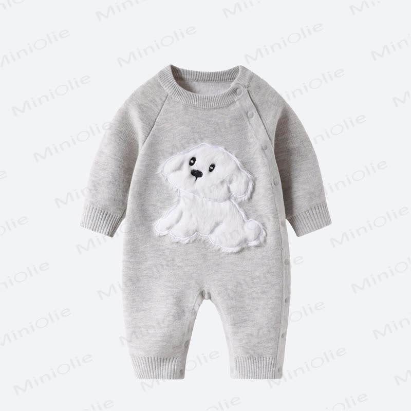 Baby Puppy Knit Romper - Gray - 2-3T - image 1