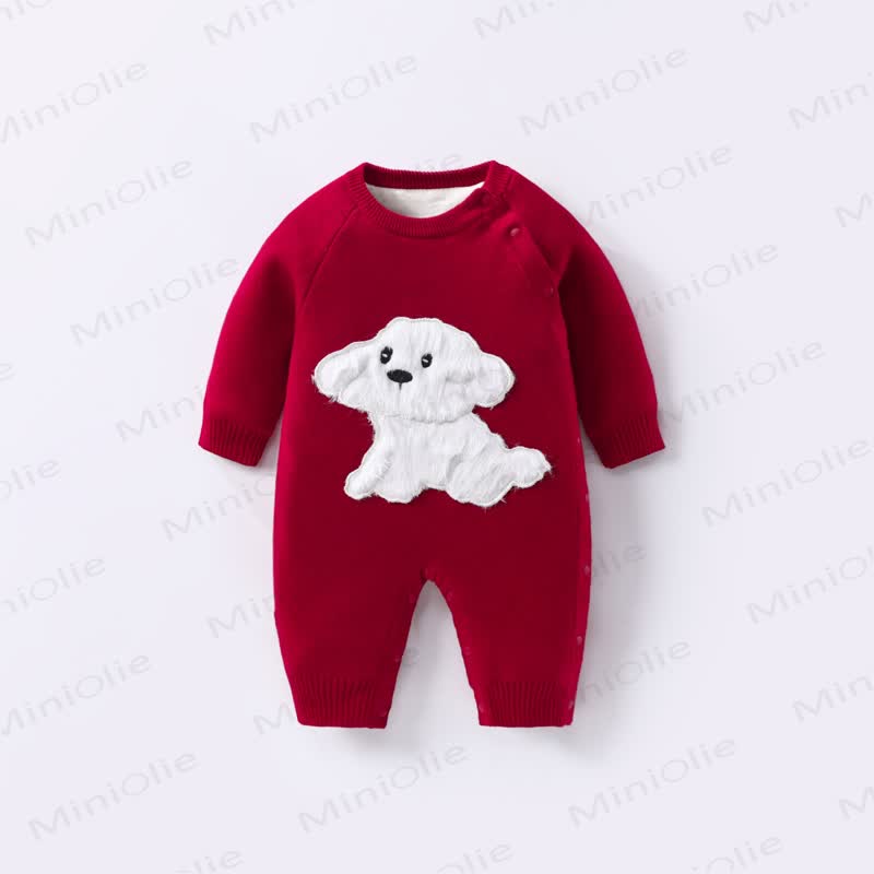 Baby Puppy Knit Romper - Red - 2-3T - image 6