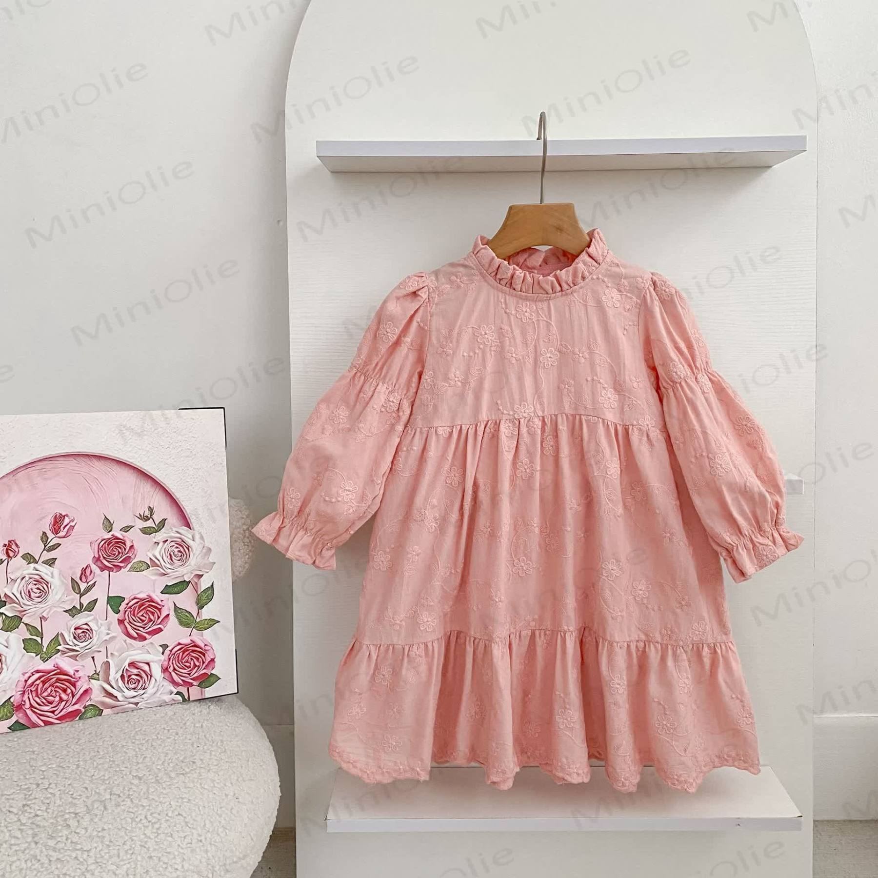 Toddler Girl Sweet Flower Lace Tiered Dress - Pink - 6-7T - image 1