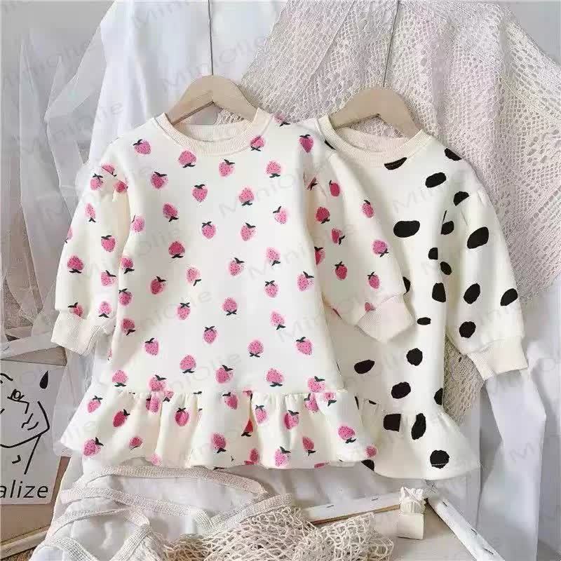 Baby Toddler Girl Fleece Bubble Hem Dress - image 1