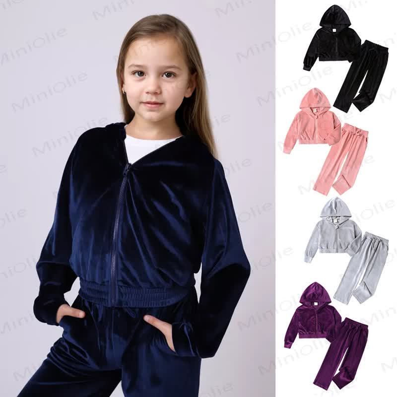 Toddler Soft Velour Zip Hoodie and Pants 2-piece Set - image 1