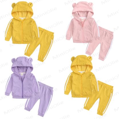 Baby Bear Ear Hooded and Jogger Tracksuit Set - image 1