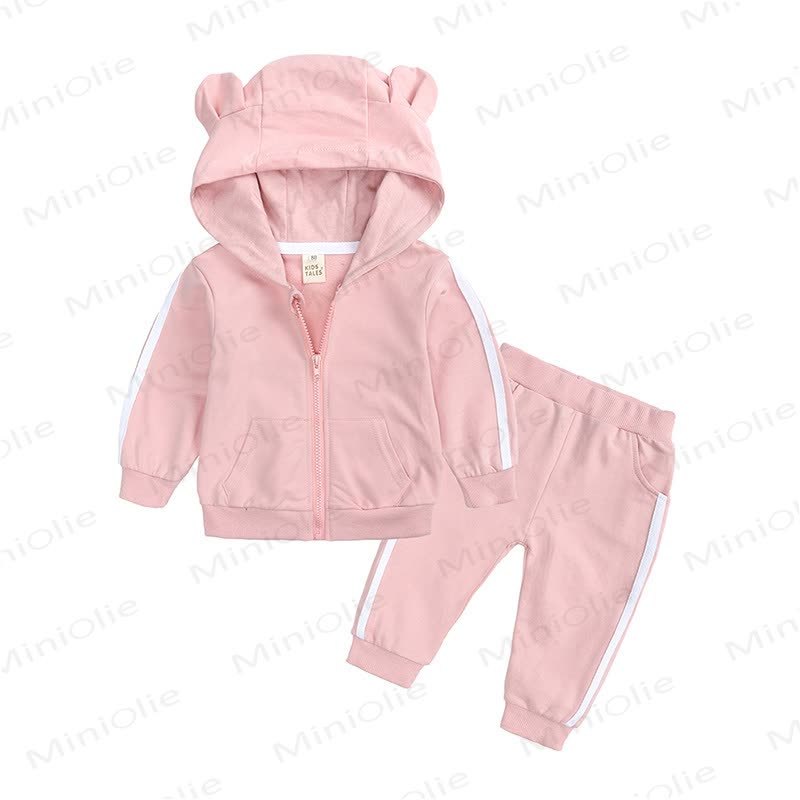 Baby Bear Ear Hooded and Jogger Tracksuit Set - Pink - 18-24M - image 2
