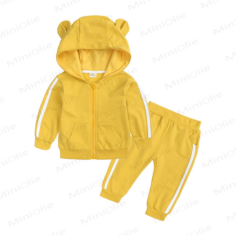 Baby Bear Ear Hooded and Jogger Tracksuit Set - Yellow - 18-24M - image 3