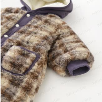 Baby Plaid Fleece Lined Hooded Romper with Bag - image 7