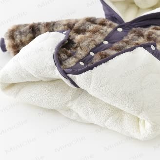 Baby Plaid Fleece Lined Hooded Romper with Bag - image 11