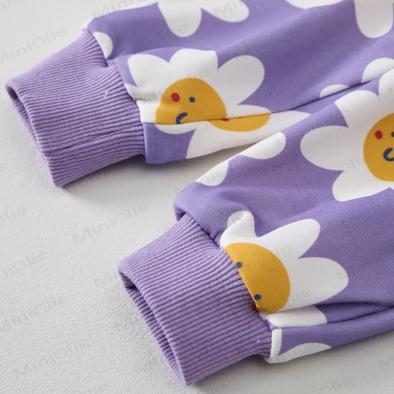 Baby Purple Smiling Flower Print 2-piece Set - image 6