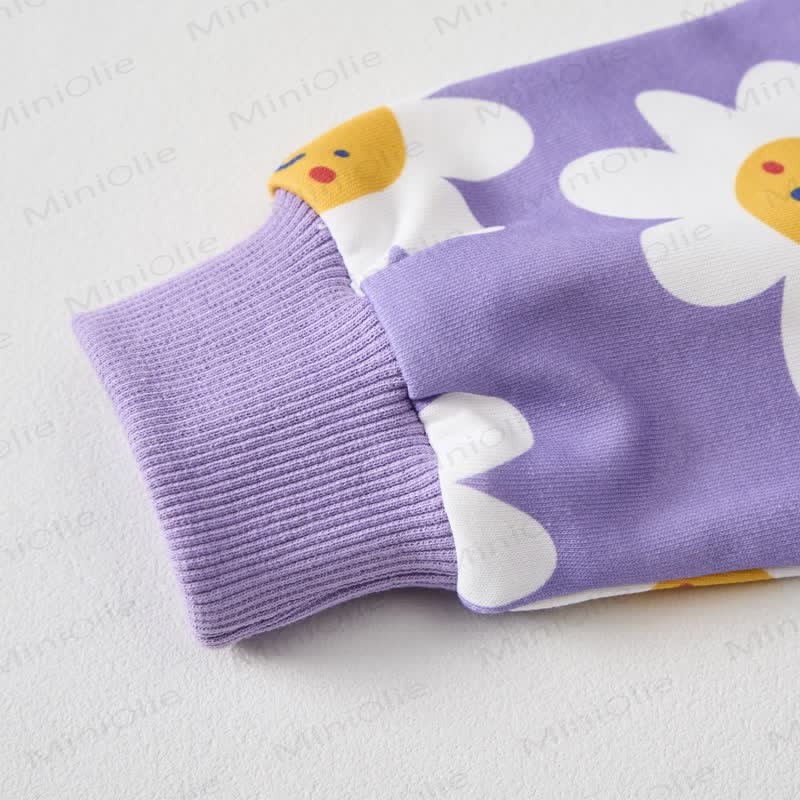 Baby Purple Smiling Flower Print 2-piece Set - image 4