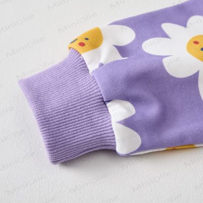 Baby Purple Smiling Flower Print 2-piece Set - image 4