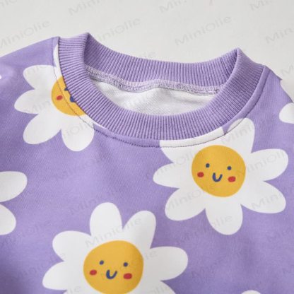 Baby Purple Smiling Flower Print 2-piece Set - image 3