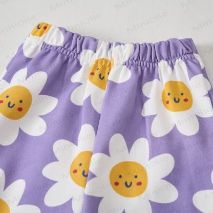 Baby Purple Smiling Flower Print 2-piece Set - image 5