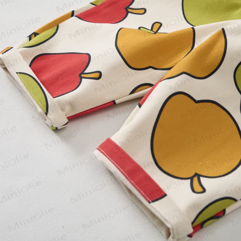 Baby Toddler Beige Apples Print Overalls - image 5