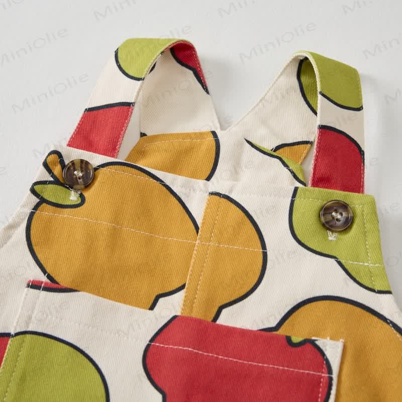 Baby Toddler Beige Apples Print Overalls - image 4