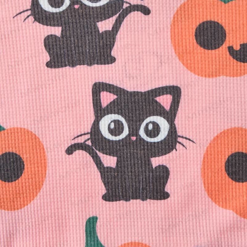 Baby Pink Pumpkin Cat Print Waffle 2-piece Set - image 3