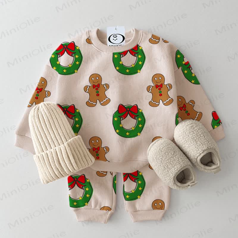Baby Toddler Christmas Cookie Print Apricot 2-piece Set - Apricot - 3-5T - image 1