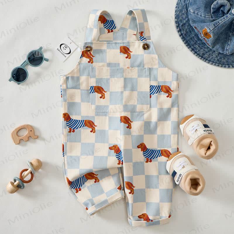 Baby Toddler Dachshund Checkerboard Print Overalls - image 2