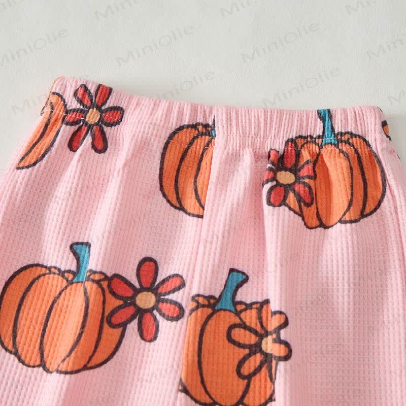 Baby Pink Pumpkin & Daisy Print Waffle 2-piece Set - image 3